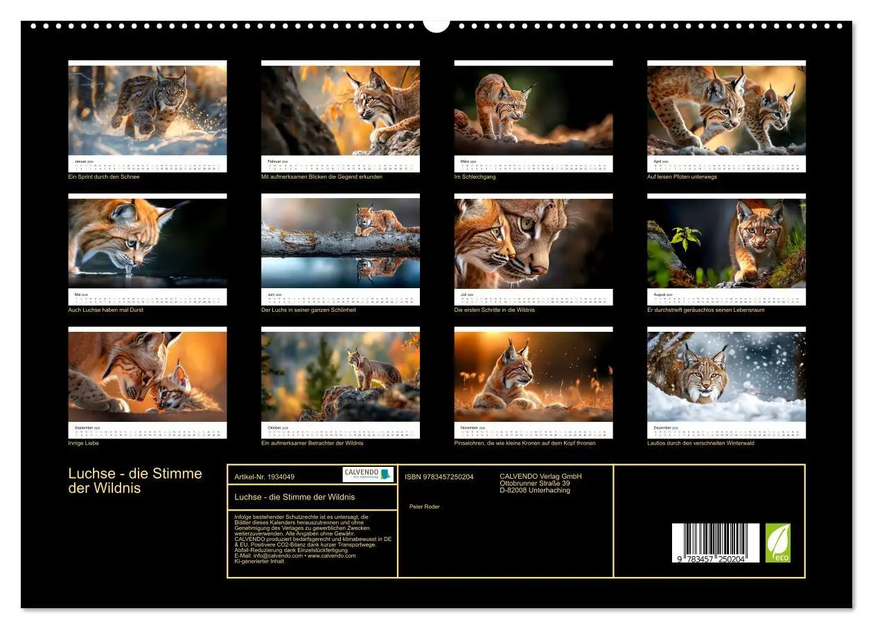 Bild: 9783457250204 | Luchse - die Stimme der Wildnis (hochwertiger Premium Wandkalender...