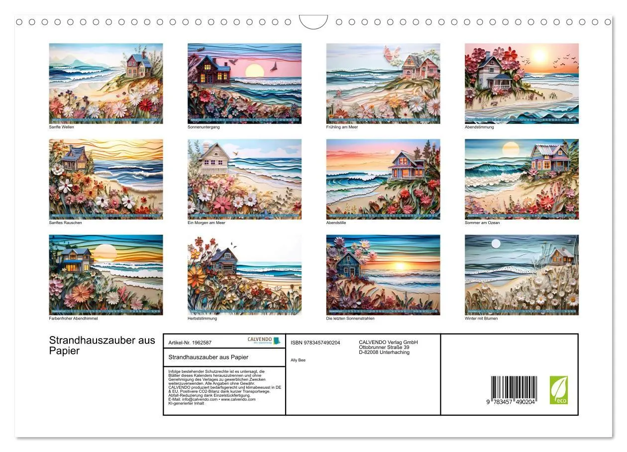 Bild: 9783457490204 | Strandhauszauber aus Papier (Wandkalender 2026 DIN A3 quer),...
