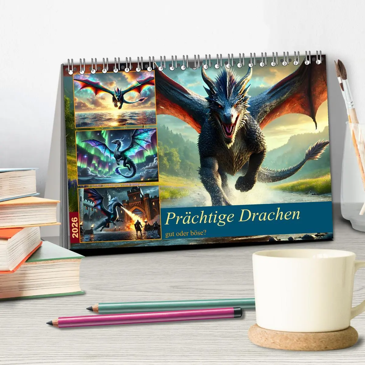Bild: 9783516650204 | Prächtige Drachen, gut oder böse? (Tischkalender 2026 DIN A5 quer),...