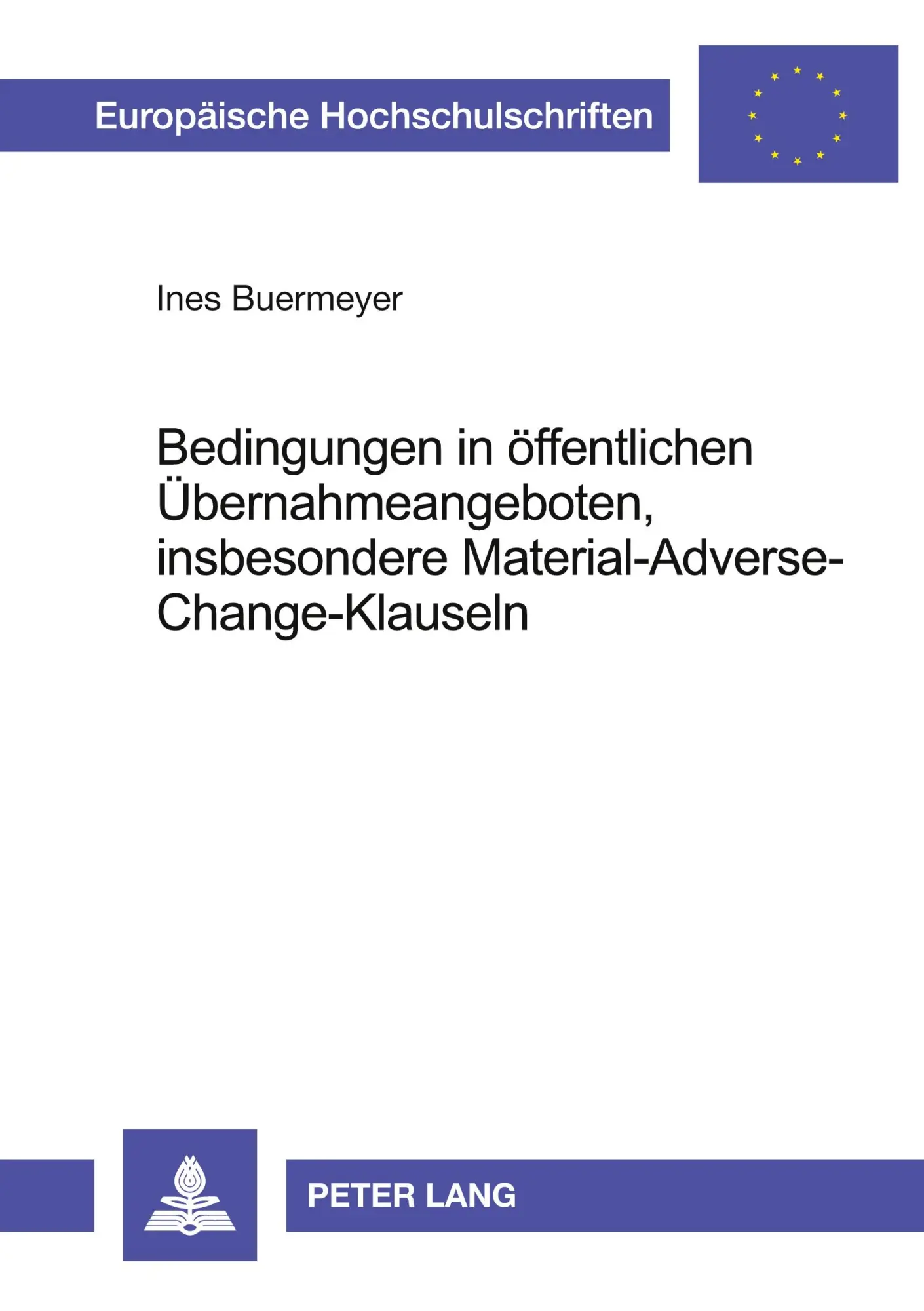 Cover: 9783631560204 | Bedingungen in öffentlichen Übernahmeangeboten, insbesondere...