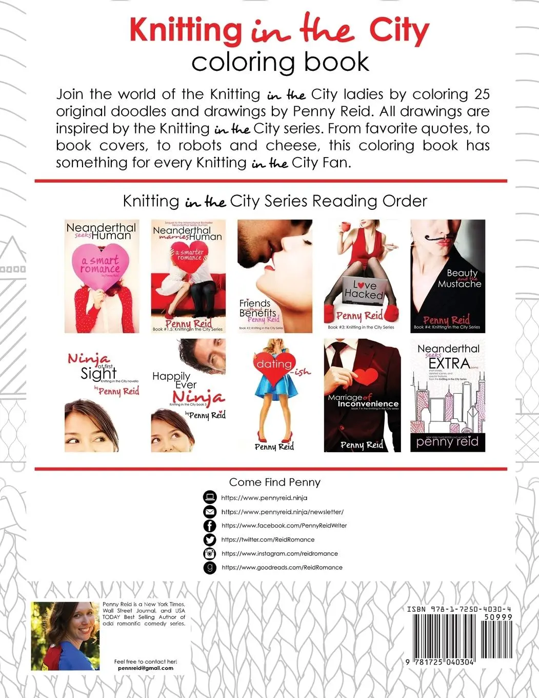 Rückseite: 9781725040304 | Knitting in the City Coloring Book | Penny Reid | Taschenbuch | 2018
