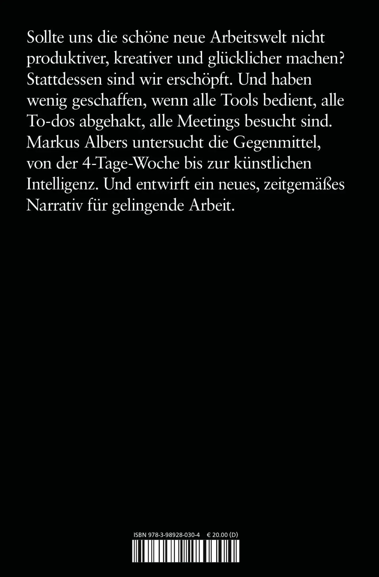 Rückseite: 9783989280304 | Die Optimierungslüge | Markus Albers | Buch | 128 S. | Deutsch | 2025