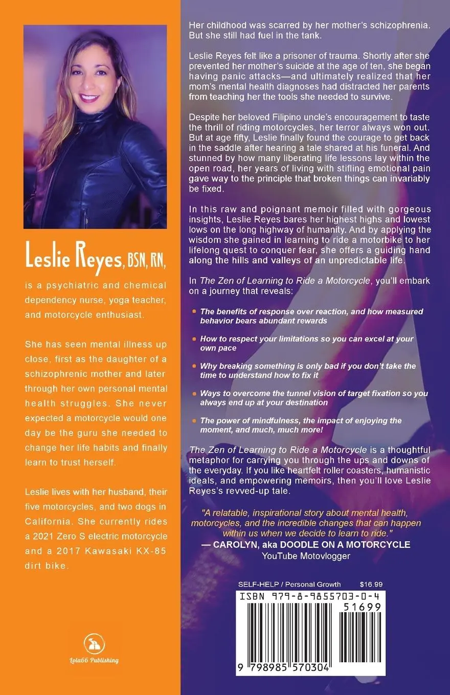 Rückseite: 9798985570304 | The Zen of Learning to Ride a Motorcycle | Leslie Reyes | Taschenbuch