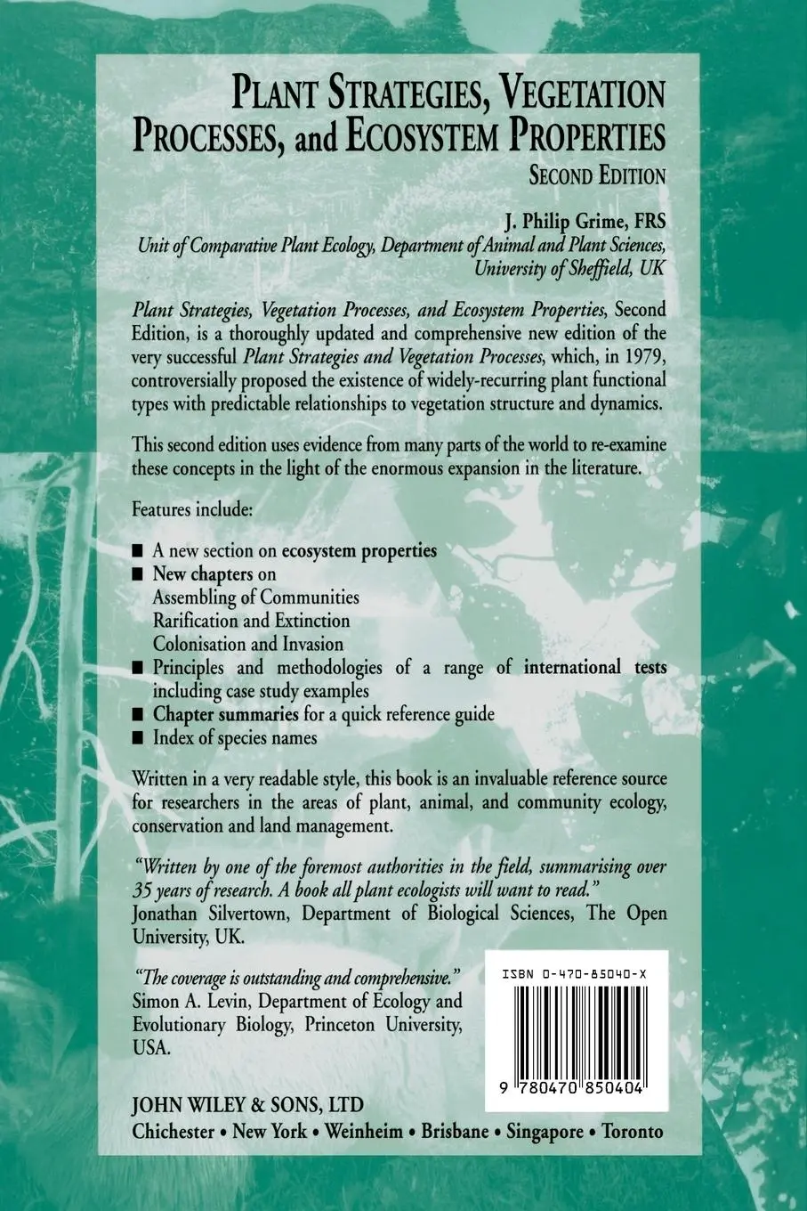 Rückseite: 9780470850404 | Plant Strategies, Vegetation Processes, and Ecosystem Properties