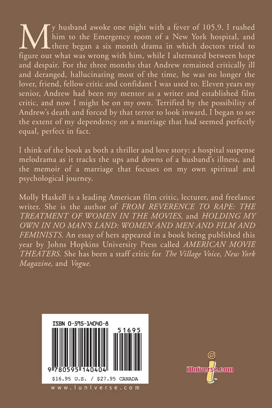 Rückseite: 9780595140404 | Love and Other Infectious Diseases | A Memoir | Molly Haskell | Buch