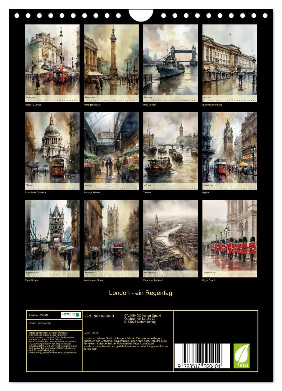 Bild: 9783516320404 | London - ein Regentag (Wandkalender 2026 DIN A4 hoch), CALVENDO...