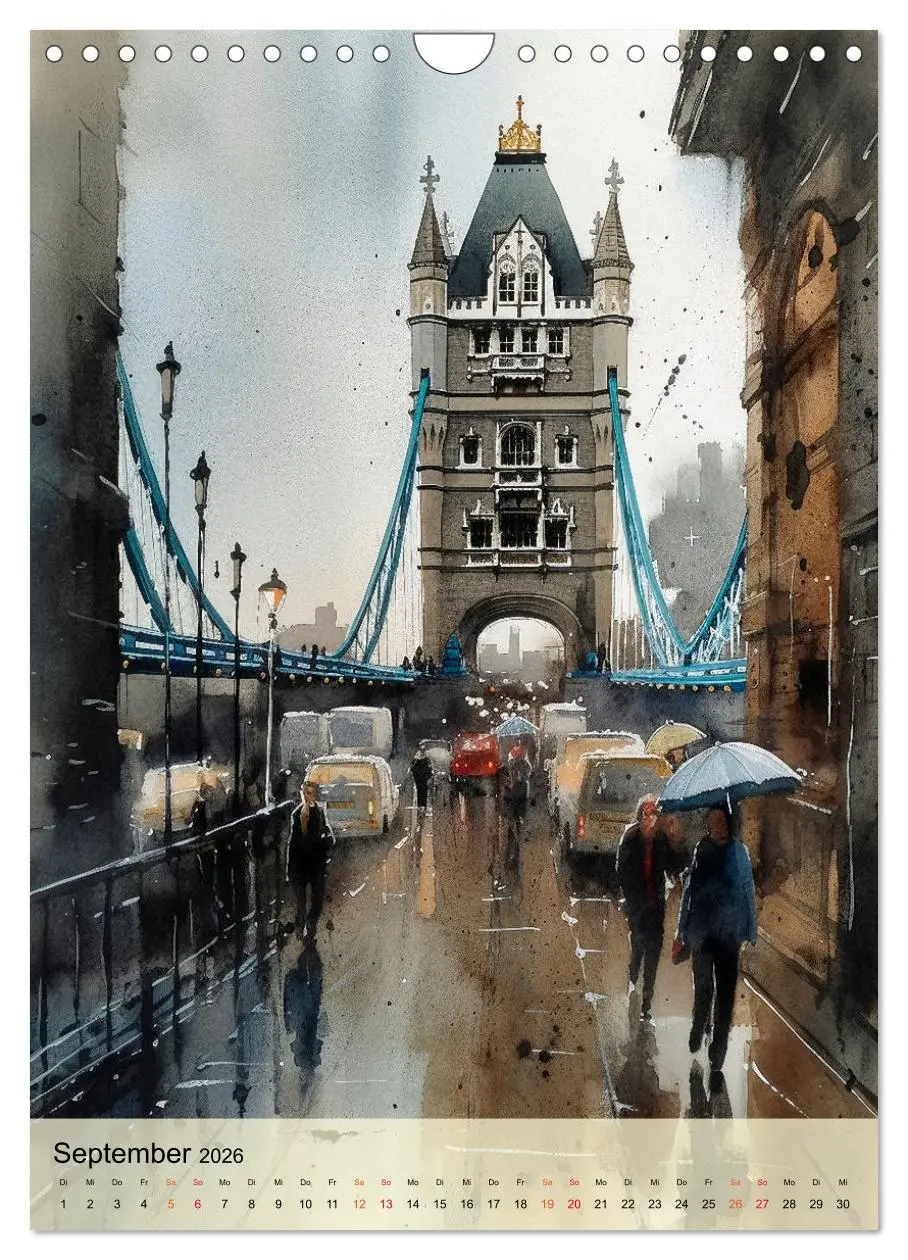Bild: 9783516320404 | London - ein Regentag (Wandkalender 2026 DIN A4 hoch), CALVENDO...