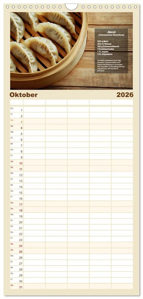 Bild: 9783516490404 | Familienplaner 2026 - Streetfood Kalender - Einfache Rezepte aus...