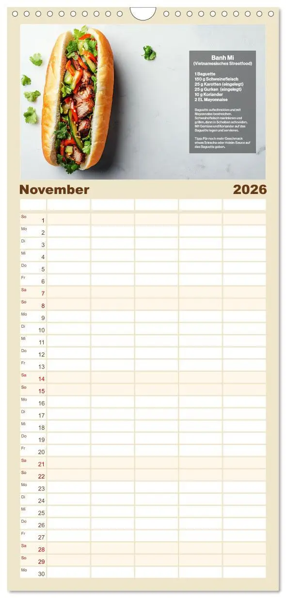 Bild: 9783516490404 | Familienplaner 2026 - Streetfood Kalender - Einfache Rezepte aus...