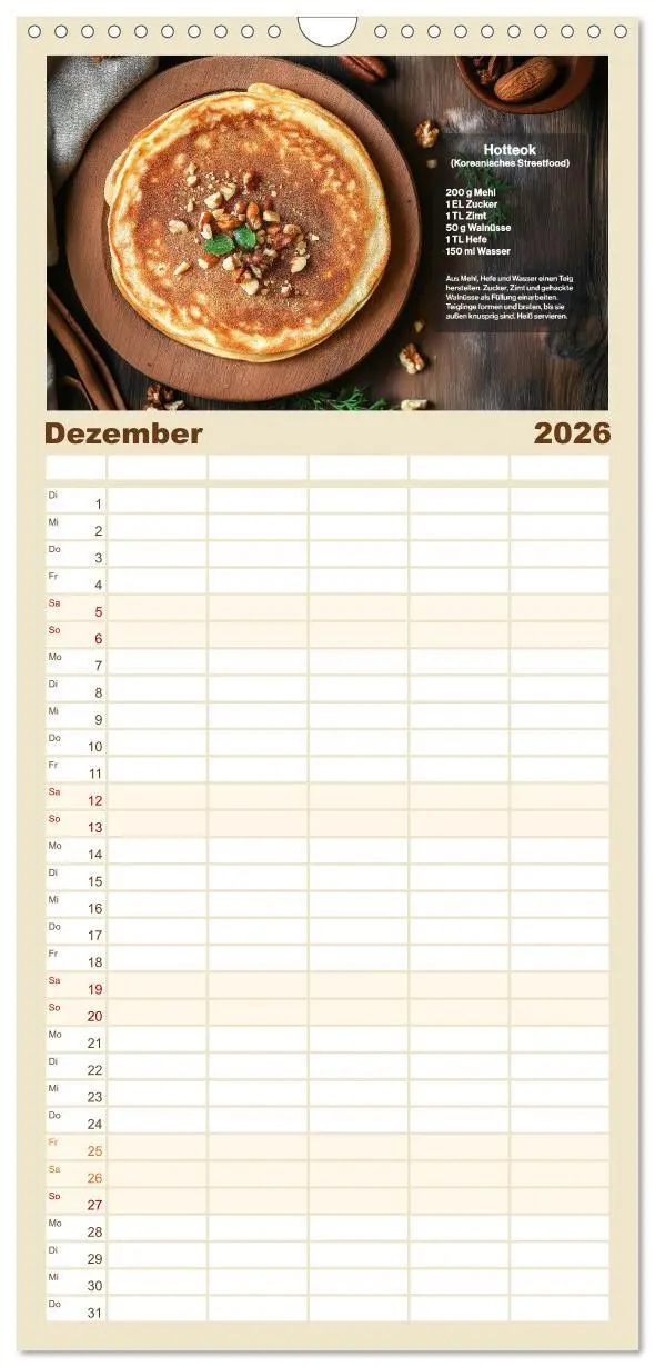 Bild: 9783516490404 | Familienplaner 2026 - Streetfood Kalender - Einfache Rezepte aus...