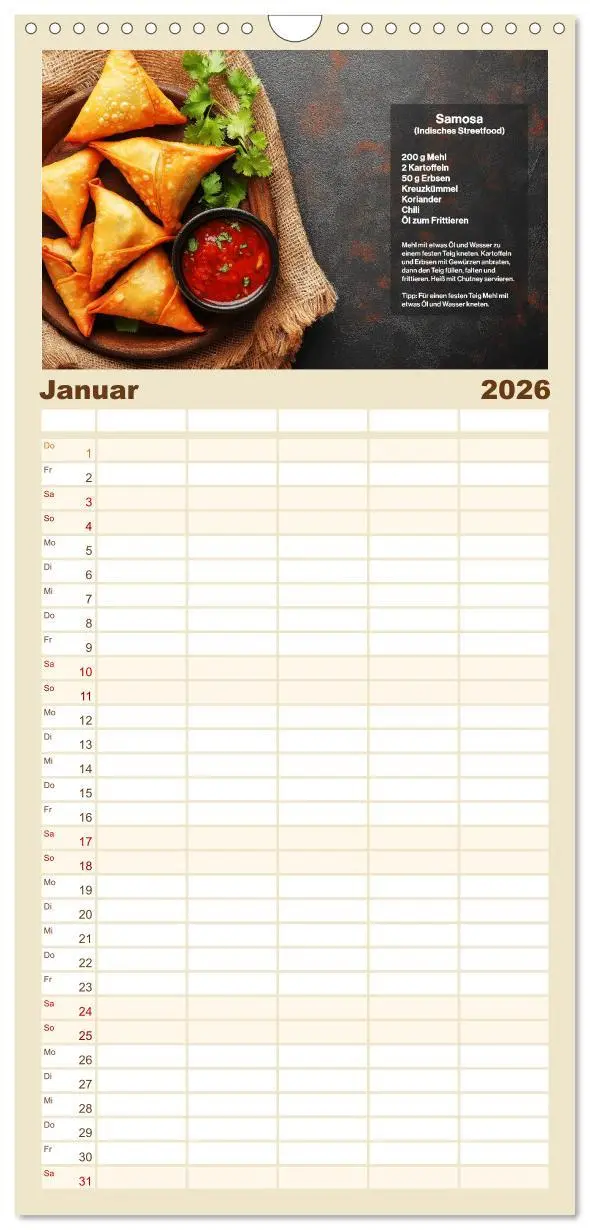 Bild: 9783516490404 | Familienplaner 2026 - Streetfood Kalender - Einfache Rezepte aus...