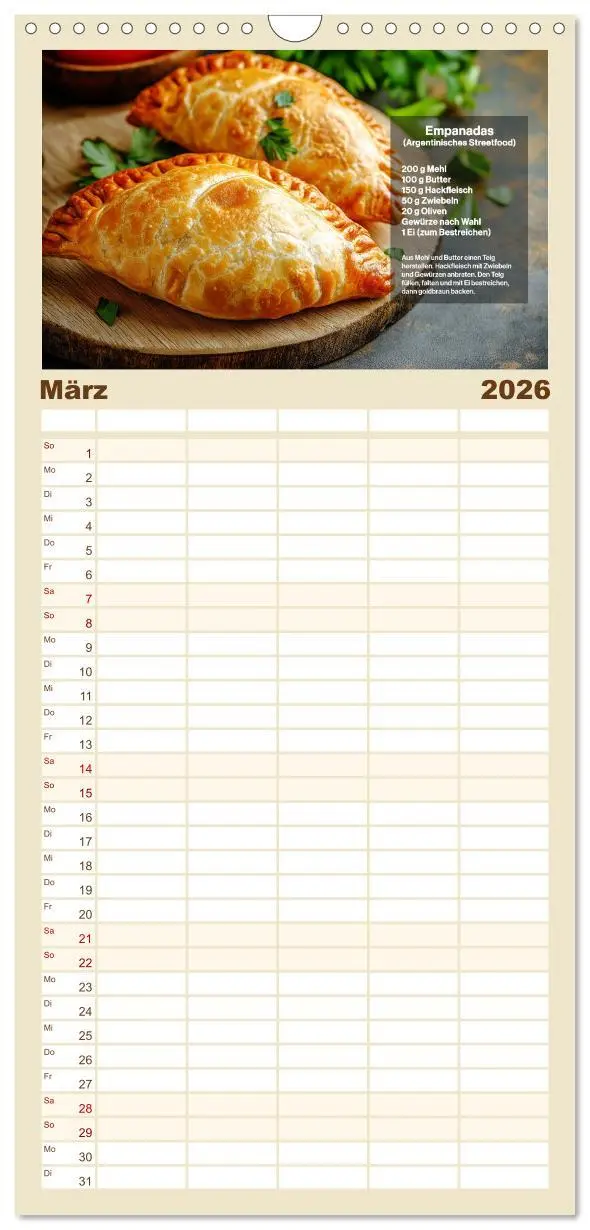 Bild: 9783516490404 | Familienplaner 2026 - Streetfood Kalender - Einfache Rezepte aus...