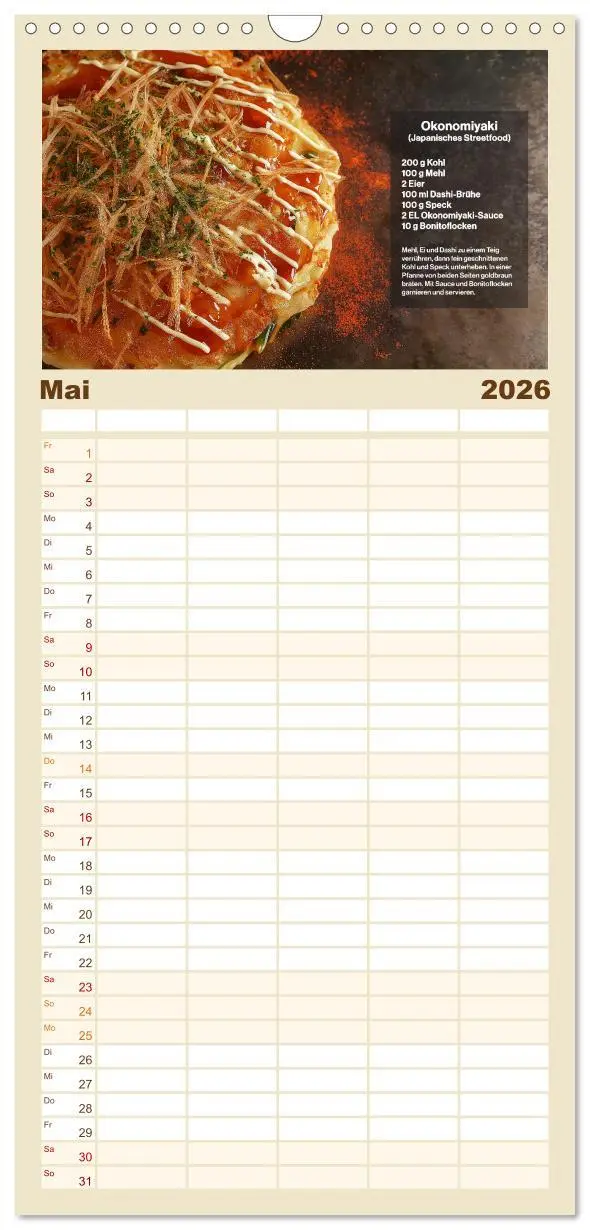 Bild: 9783516490404 | Familienplaner 2026 - Streetfood Kalender - Einfache Rezepte aus...