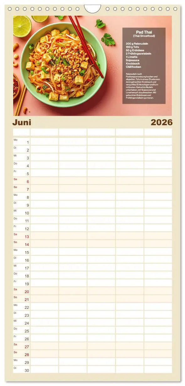 Bild: 9783516490404 | Familienplaner 2026 - Streetfood Kalender - Einfache Rezepte aus...