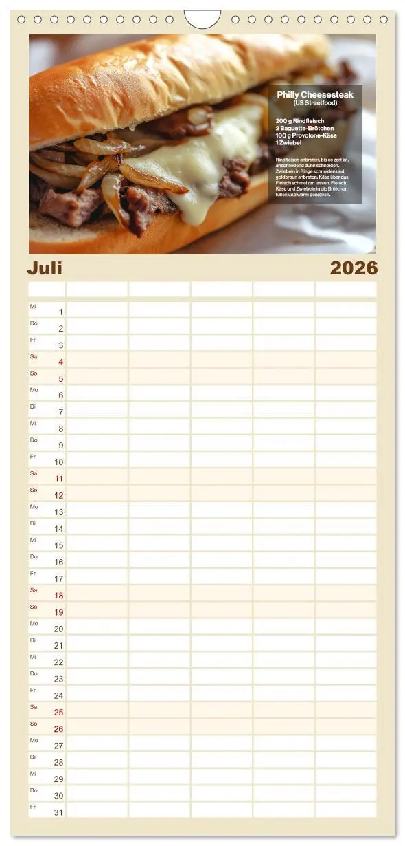 Bild: 9783516490404 | Familienplaner 2026 - Streetfood Kalender - Einfache Rezepte aus...