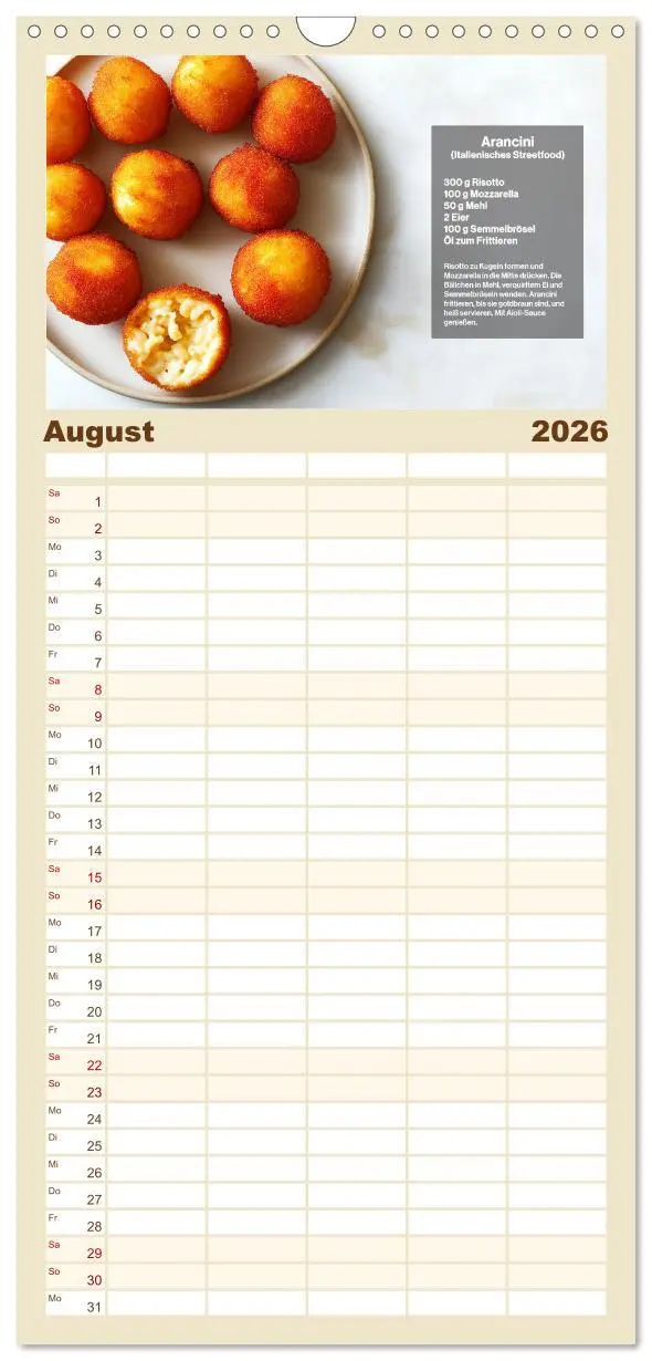 Bild: 9783516490404 | Familienplaner 2026 - Streetfood Kalender - Einfache Rezepte aus...
