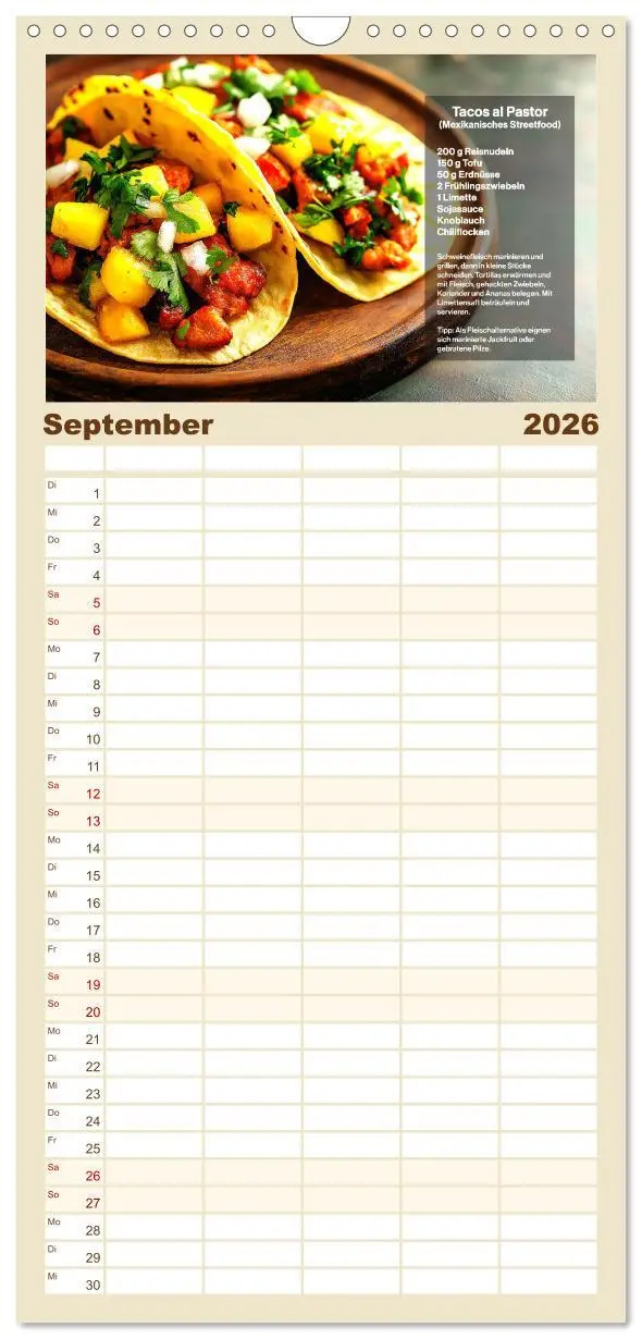 Bild: 9783516490404 | Familienplaner 2026 - Streetfood Kalender - Einfache Rezepte aus...