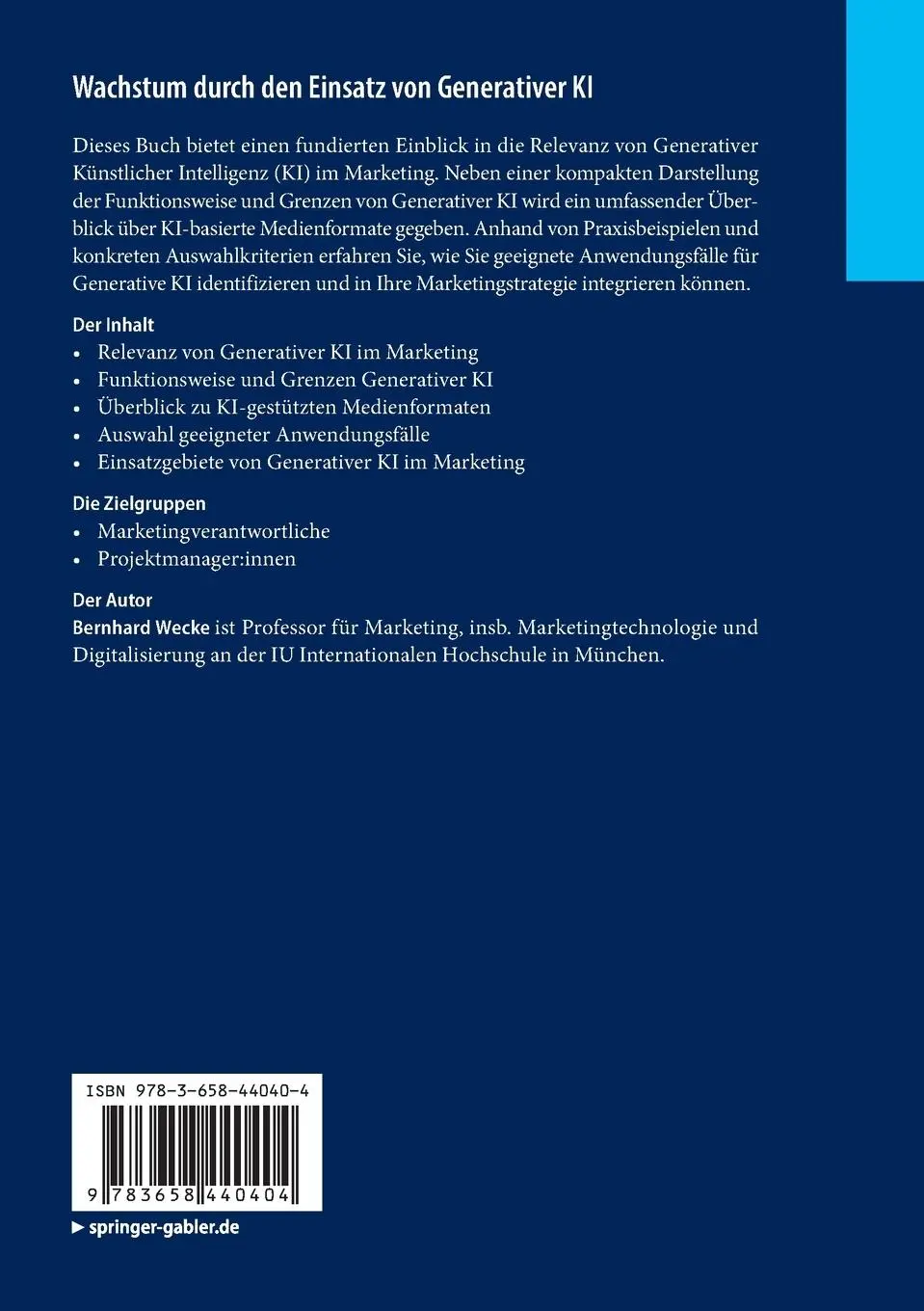 Rückseite: 9783658440404 | Wachstum durch den Einsatz von Generativer KI | Bernhard Wecke | Buch