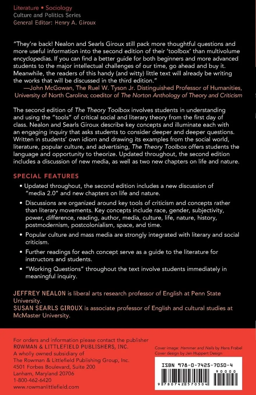 Rückseite: 9780742570504 | The Theory Toolbox | Jeffrey Nealon (u. a.) | Taschenbuch | Englisch