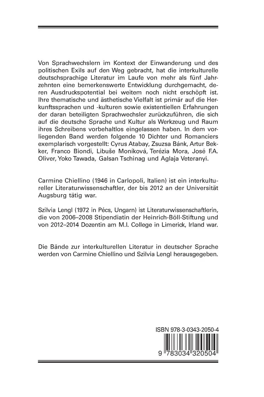 Rückseite: 9783034320504 | Interkulturelle Literatur in deutscher Sprache | Zehn Autorenporträts