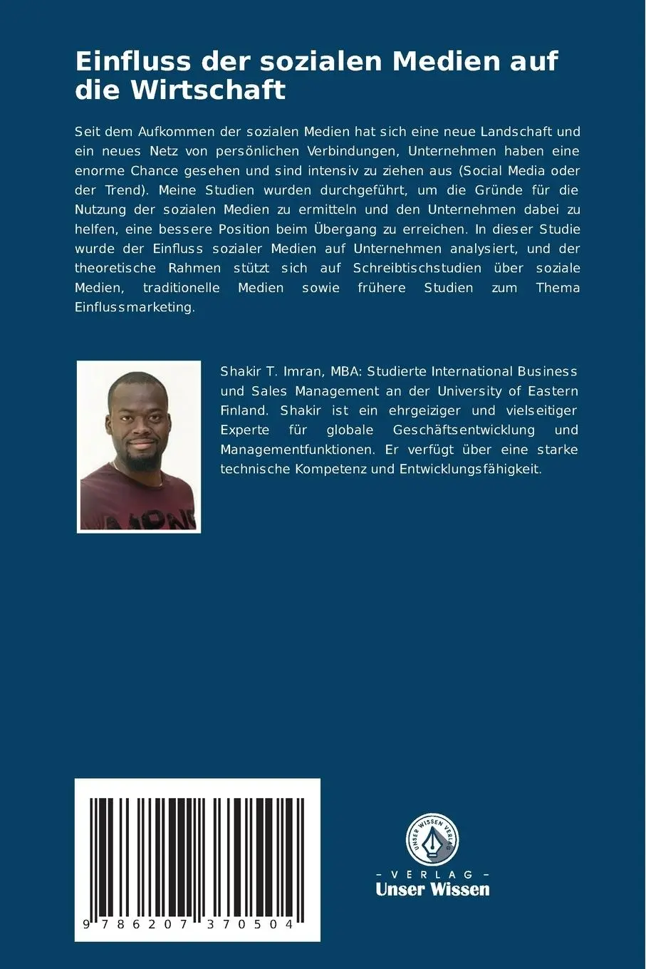 Rückseite: 9786207370504 | Einfluss der sozialen Medien auf die Wirtschaft | Shakir Tunde Imran