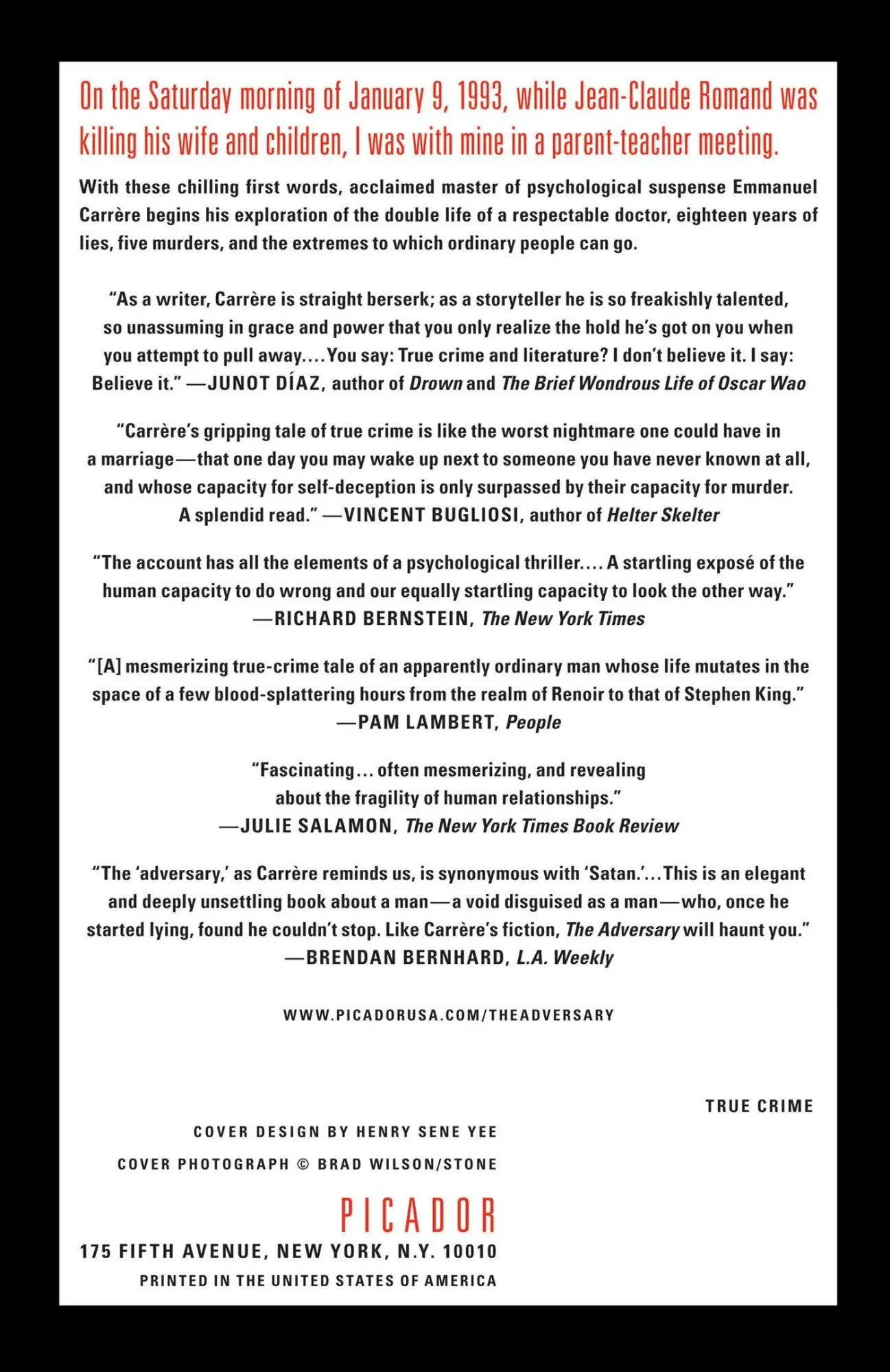 Rückseite: 9780312420604 | The Adversary | A True Story of Monstrous Deception | Emmanuel Carrere