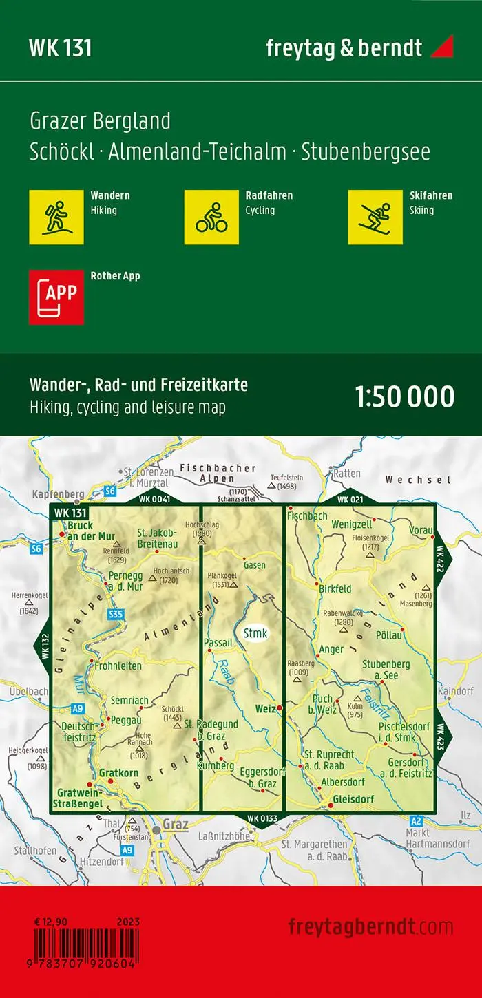 Rückseite: 9783707920604 | Grazer Bergland, Wander-, Rad- und Freizeitkarte 1:50.000, freytag...