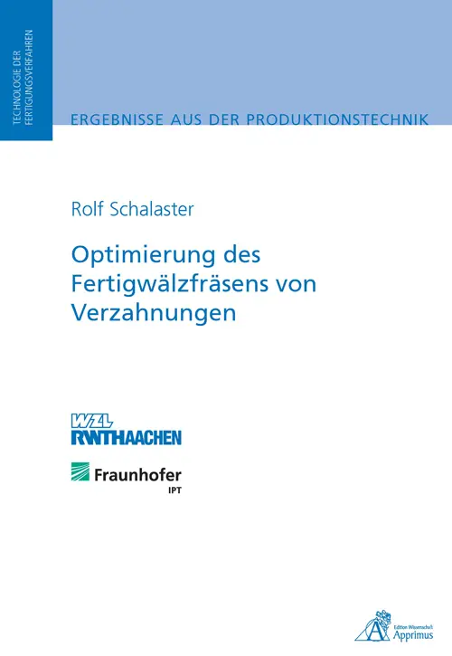 Cover: 9783863590604 | Optimierung des Fertigwälzfräsens von Verzahnungen | Rolf Schalaster