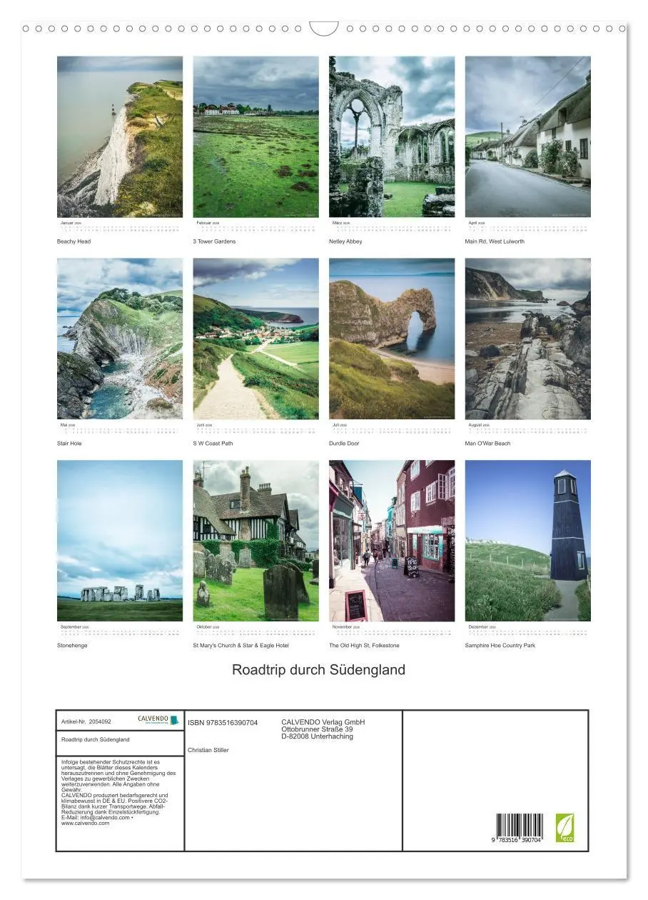 Bild: 9783516390704 | Roadtrip durch Südengland (Wandkalender 2026 DIN A2 hoch), CALVENDO...