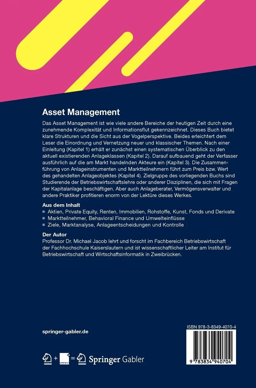 Rückseite: 9783834940704 | Asset Management | Anlageinstrumente, Marktteilnehmer und Prozesse