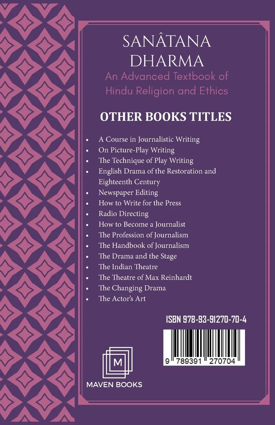 Rückseite: 9789391270704 | SANATANA DHARMA AN ADVANCED TEXTBOOK OF HINDU RELIGION AND ETHICS