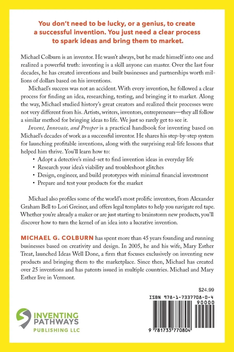 Rückseite: 9781733770804 | Invent, Innovate, and Prosper | Michael G Colburn | Taschenbuch | 2019