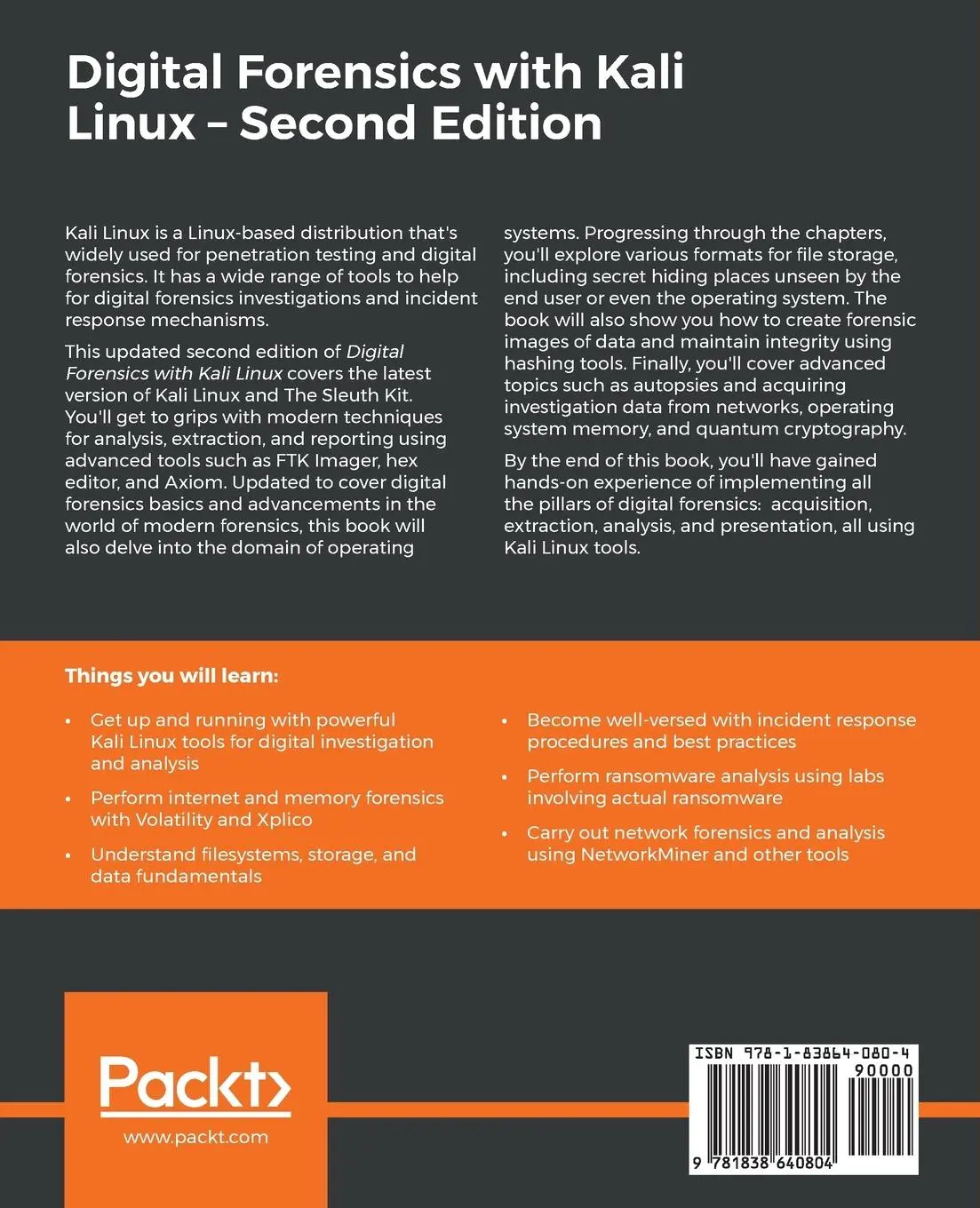 Rückseite: 9781838640804 | Digital Forensics with Kali Linux - Second Edition | Parasram | Buch