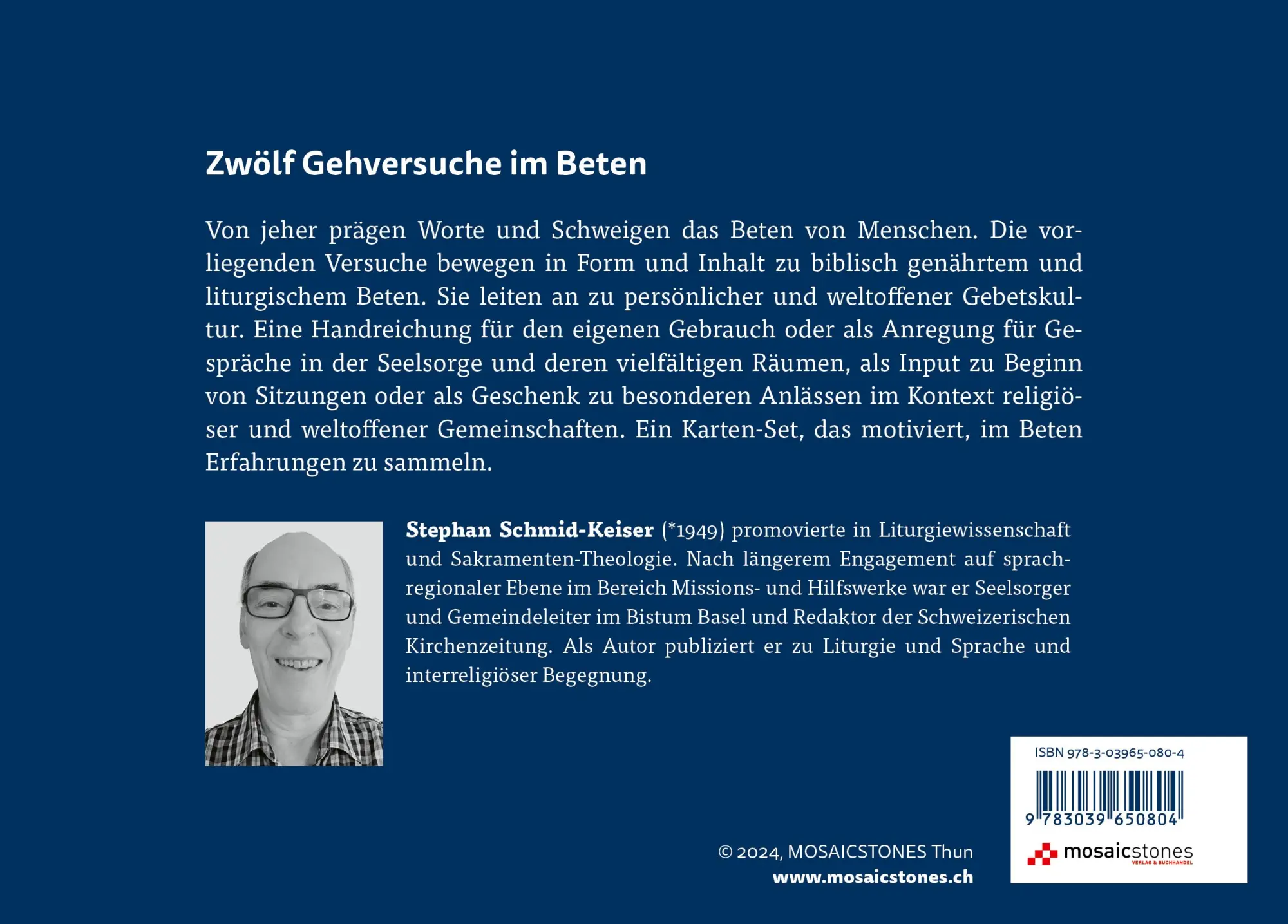 Rückseite: 9783039650804 | Zwölf Gehversuche im Beten | Stephan Schmid-Keiser | Taschenbuch