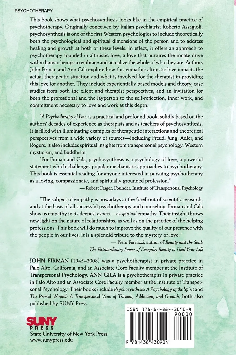 Rückseite: 9781438430904 | A Psychotherapy of Love | Psychosynthesis in Practice | Firman (u. a.)