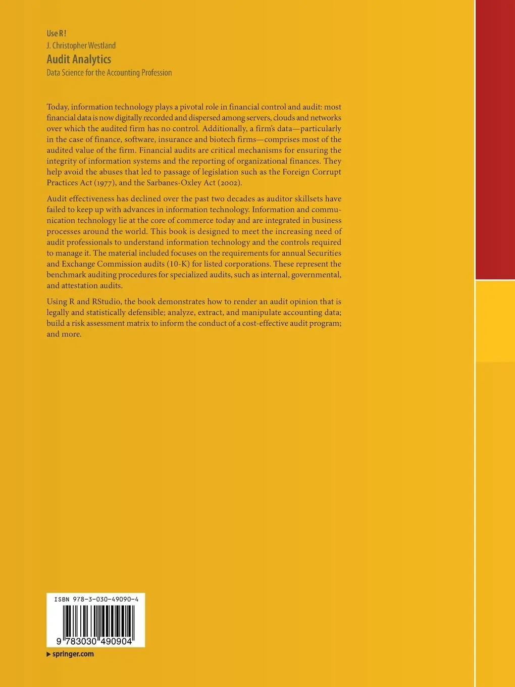 Rückseite: 9783030490904 | Audit Analytics | Data Science for the Accounting Profession | Buch