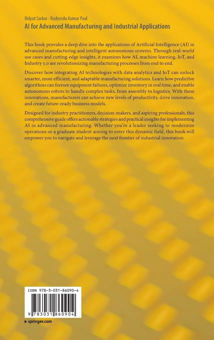 Rückseite: 9783031860904 | AI for Advanced Manufacturing and Industrial Applications | Buch | xx