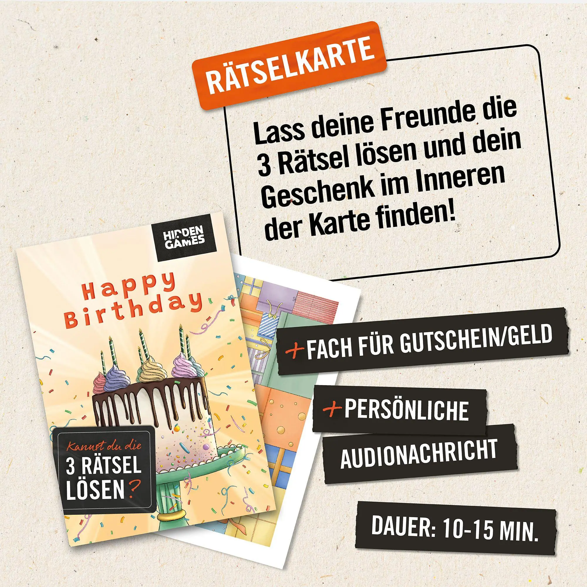 Bild: 4260686491004 | Hidden Games: Rätselhafter Geburtstag Rätselkarte | Spiel | HIDKART4