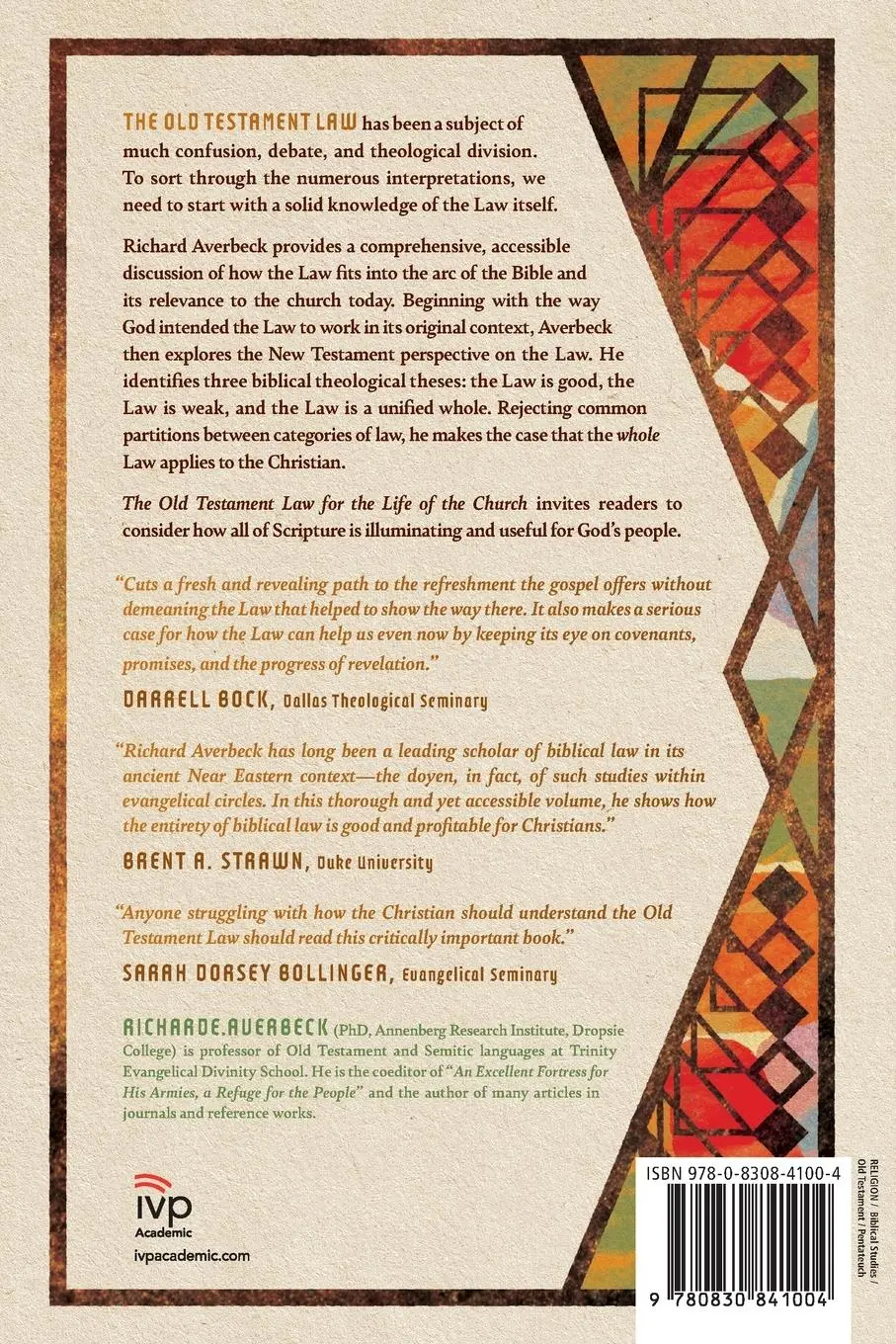 Rückseite: 9780830841004 | The Old Testament Law for the Life of the Church | Richard E. Averbeck