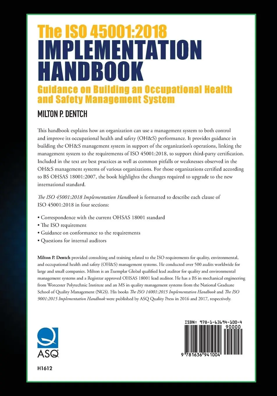 Rückseite: 9781636941004 | The ISO 45001 | Milton P. Dentch | Taschenbuch | Englisch | 2023