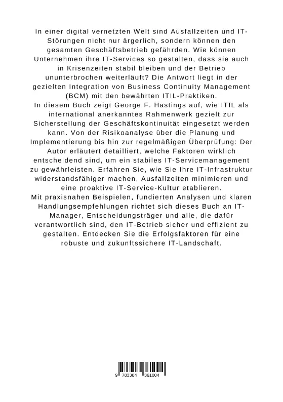Bild: 9783384361004 | Business Continuity nach ITIL | George F. Hastings | Taschenbuch