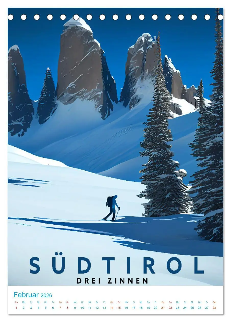 Bild: 9783516331004 | Südtirol - Old School Poster Style (Tischkalender 2026 DIN A5...