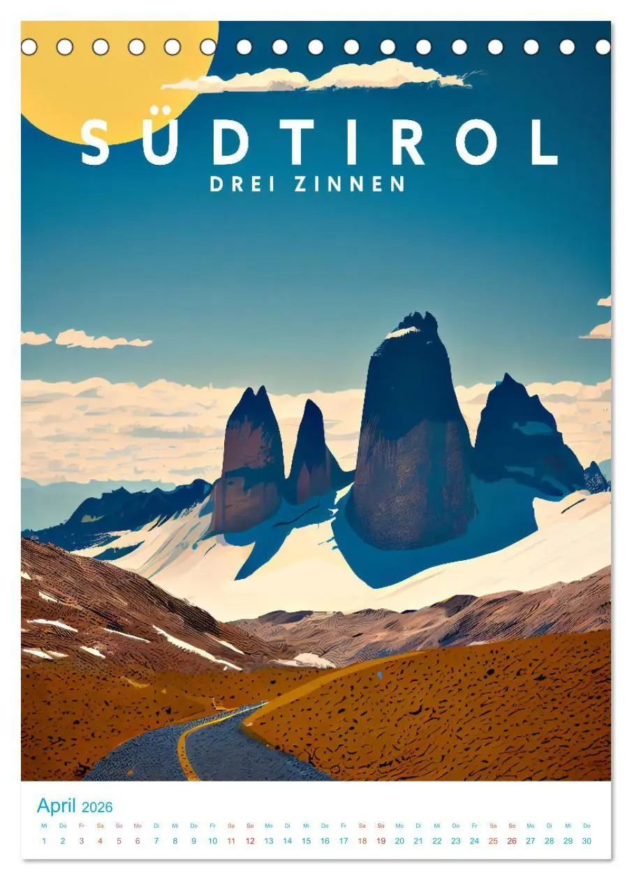 Bild: 9783516331004 | Südtirol - Old School Poster Style (Tischkalender 2026 DIN A5...