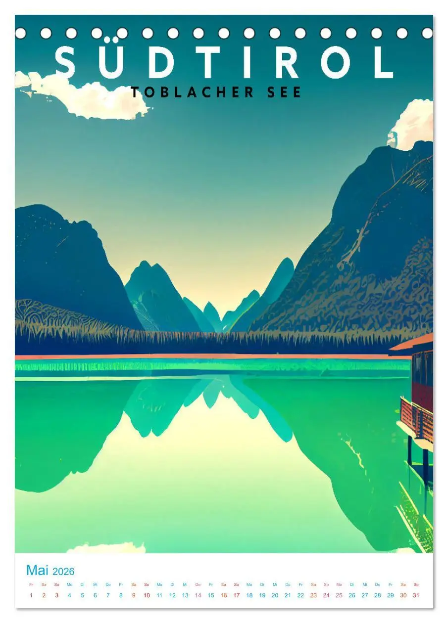 Bild: 9783516331004 | Südtirol - Old School Poster Style (Tischkalender 2026 DIN A5...