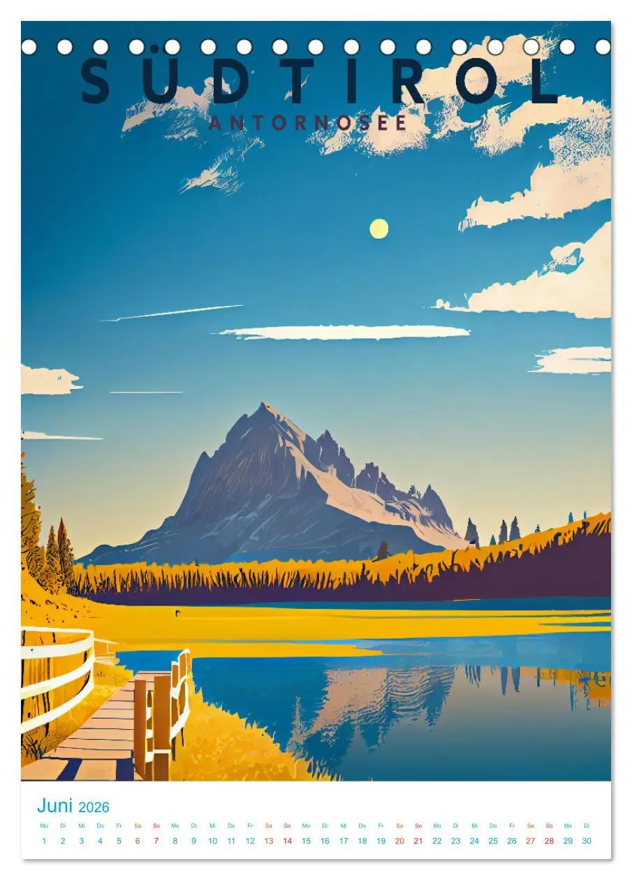 Bild: 9783516331004 | Südtirol - Old School Poster Style (Tischkalender 2026 DIN A5...