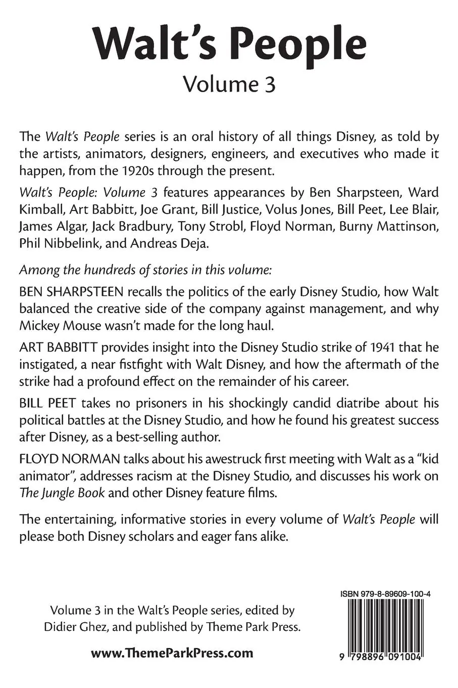 Rückseite: 9798896091004 | Walt's People | Volume 3: Talking Disney with the Artists Who Knew Him
