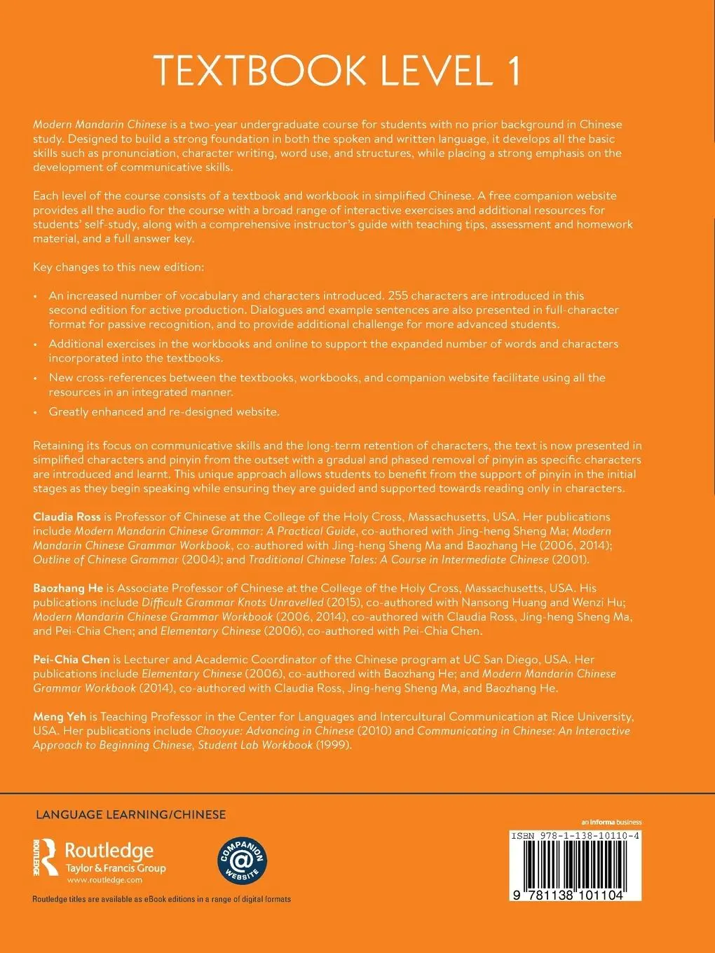 Rückseite: 9781138101104 | Modern Mandarin Chinese | The Routledge Course Textbook Level 1 | Buch