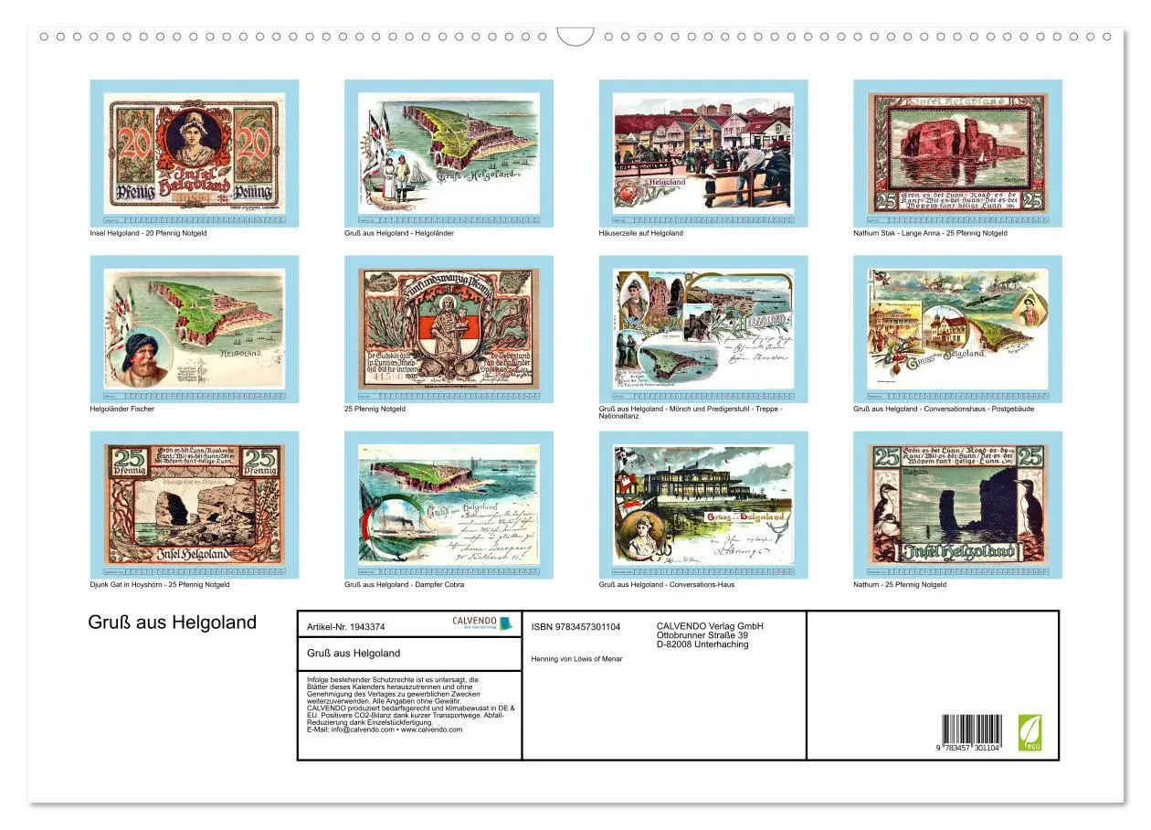 Bild: 9783457301104 | Gruß aus Helgoland (Wandkalender 2026 DIN A2 quer), CALVENDO...
