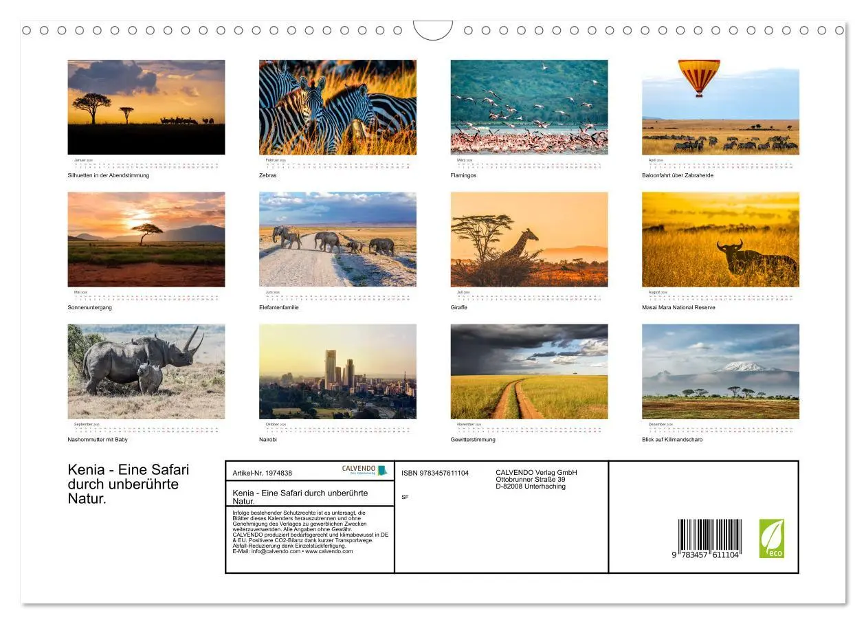 Bild: 9783457611104 | Kenia - Eine Safari durch unberührte Natur. (Wandkalender 2026 DIN...