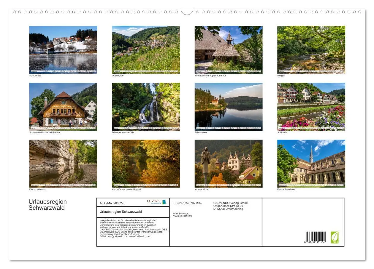 Bild: 9783457921104 | Urlaubsregion Schwarzwald (Wandkalender 2026 DIN A2 quer), CALVENDO...